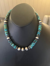 Load image into Gallery viewer, Sterling silver turquoise necklace 18 inch