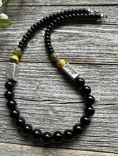 Load image into Gallery viewer, Sterling Silver Black Onyx Bumblebee Jasper Kokopelli Bead Necklace. 18 inch.