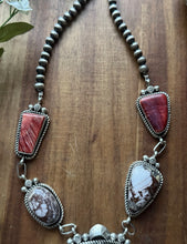 Load image into Gallery viewer, Navajo Sterling Silver Multi Stone Turquoise Lariat Pearls Bead Necklace RY
