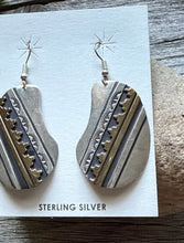 Load image into Gallery viewer, T and R Singer Native American Sterling Silver Gold Filled Earrings. 2.25 Inch