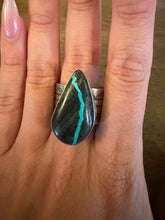 Load image into Gallery viewer, Navajo sterling silver  blk jack turquoise ring adjustable
