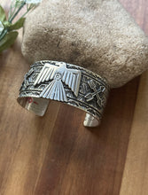 Load image into Gallery viewer, Tsosie White TO Sterling Silver Thunderbird Cuff Bracelet Navajo Gift