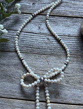 Load image into Gallery viewer, Bow Sterling Silver Freshwater Pearls Bead Necklace. 18 inch