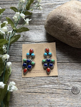 Load image into Gallery viewer, Navajo 925 Sterling Silver Multi Stone Cluster Earrings Geneva