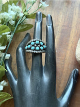 Load image into Gallery viewer, Navajo Native American Sterling Silver Blue Turquoise Cluster Ring Size 9.5 Z