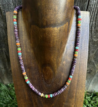Load image into Gallery viewer, Sterling Silver Multi Stone Purple Spiny Oyster Bead Necklace 18 Inch Gift