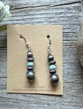 Load image into Gallery viewer, Sterling Silver Blue Larimar W Pearls Bead Drop Earrings. 2 Inch