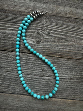 Load image into Gallery viewer, Sterling silver turquoise bead necklace 18 inch