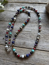 Load image into Gallery viewer, Sterling Silver Pearls Multi Stone Round Bead Necklace 30 inch