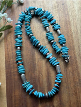 Load image into Gallery viewer, Sterling Silver Multi Stone Turquoise Nuggets Pearls Bead Necklace 26 Inch