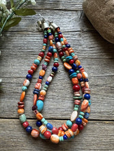 Load image into Gallery viewer, Sterling Silver Multi Strand Multi Stone Bead Necklace. 16 inch