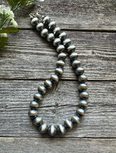 Load image into Gallery viewer, 14mm 30 Inch 925 Sterling Silver Oxidized Pearls Bead Necklace Southwestern