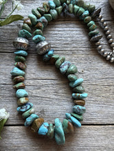 Load image into Gallery viewer, Sterling Silver Blue Green Turquoise Nuggets Pearls Bead Necklace 24 inch Gift