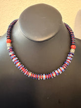 Load image into Gallery viewer, Sterling silver lapis coral bead necklace 18 inch