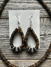 Load image into Gallery viewer, Sterling Silver Tigers Eye Bead Necklace W Earrings Set. Gift 18 Inch