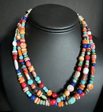 Load image into Gallery viewer, Sterling Silver Multi Strand Multi Stone Bead Necklace. 16 inch