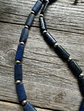 Load image into Gallery viewer, Sterling Silver Lapis Pearls Bead Necklace. 18 inch