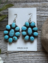 Load image into Gallery viewer, Navajo Sterling Silver Blue Turquoise Cluster Earrings RB
