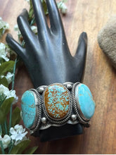 Load image into Gallery viewer, Navajo Sterling Silver Blue Number 8 Turquoise Cuff Bracelet RY