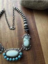 Load image into Gallery viewer, Navajo Sterling Silver Palomino Turquoise Chain Lariat Necklace K Yazzie