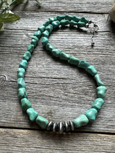 Load image into Gallery viewer, Mens Unisex Sterling Silver Bone Turquoise Bead Necklace. 18 inch. Gift