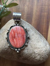 Load image into Gallery viewer, Native American Navajo Sterling Silver Orange Red Spiny Oyster Pendant Etta