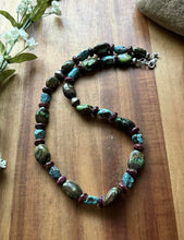 Load image into Gallery viewer, Sterling Silver Turquoise Nuggets Purple Spiny Oyster Bead Necklace. 20 Inch