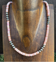 Load image into Gallery viewer, Southwestern Sterling Silver Pink Conch 6mm Pearls Bead Necklace 18 Inch