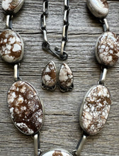 Load image into Gallery viewer, Native American Navajo Sterling Silver Brown Wild Horse Chain Lariat Necklace JP