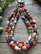 Load image into Gallery viewer, Sterling Silver Multi Strand Multi Stone Bead Necklace. 16 inch
