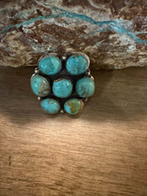 Load image into Gallery viewer, Navajo sterling silver turquoise cluster ring adjustable