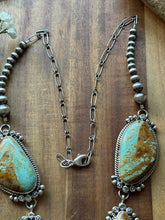 Load image into Gallery viewer, Navajo Sterling Silver Number 8 Turquoise Lariat Pearls Bead Chain Necklace KY