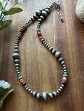 Load image into Gallery viewer, Sterling Silver Multi Stone Pearls 4mm-10mm Choker Bead Necklace 18 inch