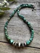 Load image into Gallery viewer, Southwestern 925 Sterling Silver Turquoise Nuggets Pearls Bead Necklace. 18 inch