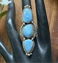 Load image into Gallery viewer, Native American Sterling Silver Golden Hill Turquoise Ring. Size 10 E M Linkin