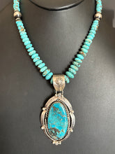Load image into Gallery viewer, Handmade Navajo Turquoise Pendent Sterling Silver WithTurquoise Necklace
