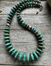 Load image into Gallery viewer, Southwestern 925 Sterling Silver Graduated Turquoise Bead Necklace. 18 inch