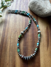 Load image into Gallery viewer, Sterling Silver Brown Wild Horse Turquoise Bead Necklace. 22 inch. Gift