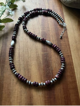 Load image into Gallery viewer, Sterling Silver Purple Spiny Oyster W Multi Bead Pearls Necklace. 24 inch. Gift
