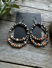 Load image into Gallery viewer, Southwestern Sterling Silver Orange Spiny Oyster Pearls Double Loop Earrings