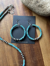 Load image into Gallery viewer, Southwestern Sterling Silver Blue Turquoise Pearls Bead Necklace Earrings Set