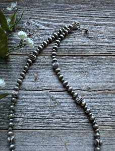 Southwestern Sterling Silver Lariat Y Pearls Bead Necklace 18 Inch