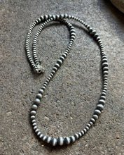 Load image into Gallery viewer, 4mm - 8mm Multi Graduated Sterling Silver Oxidized Pearls Bead Necklace 34 Inch