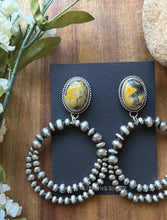 Load image into Gallery viewer, Navajo Sterling Silver Yellow Bumblebee Jasper Pearl Double Loop Earrings Etta
