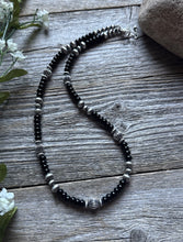 Load image into Gallery viewer, Southwestern Sterling Silver Black Onyx Pearls Bead Necklace 18 inch Gift