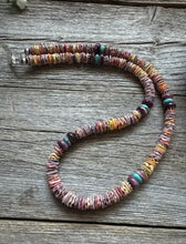 Load image into Gallery viewer, Sterling Silver Multi Color Stone Shell Spiny Turquoise Bead Necklace 18 inch