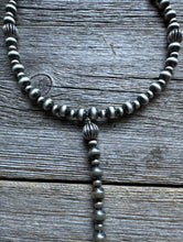 Load image into Gallery viewer, Southwestern Sterling Silver Lariat Y Pearls Bead Necklace 18 Inch