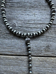 Southwestern Sterling Silver Lariat Y Pearls Bead Necklace 18 Inch