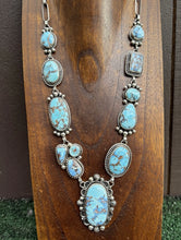 Load image into Gallery viewer, Navajo Sterling Silver Golden Hill Turquoise Chain Lariat Necklace Mary Ellen
