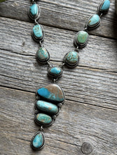 Load image into Gallery viewer, Navajo Sterling Silver Royston Turquoise Chain Lariat Bead Necklace K Yazzie